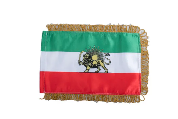 PERSIAN LION FLAG 12" X 10" INCH COUNTRY FLAG W/ BASE  پرچم شیر و خورشید رومیزی